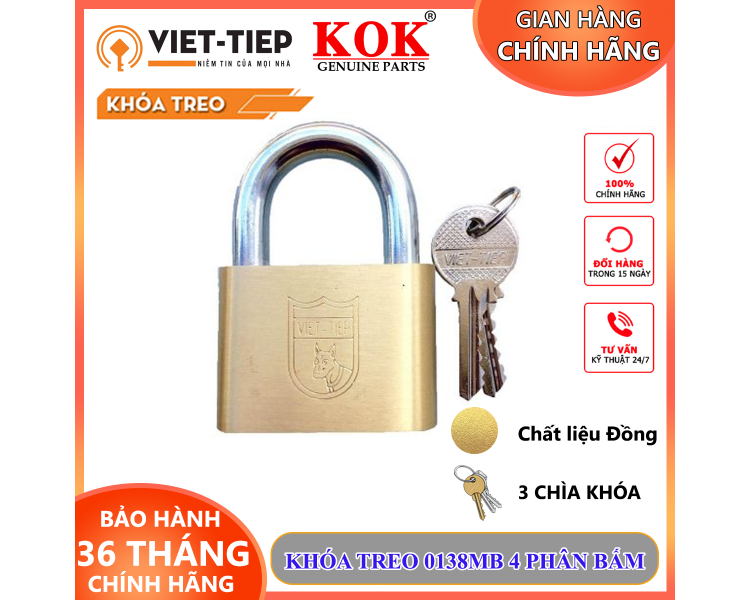 Khóa treo đồng bấm 0138MB